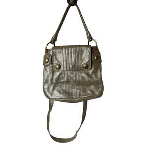 Cynthia Rowley Gold Metallic Distressed Shoulder Crossbody Bag